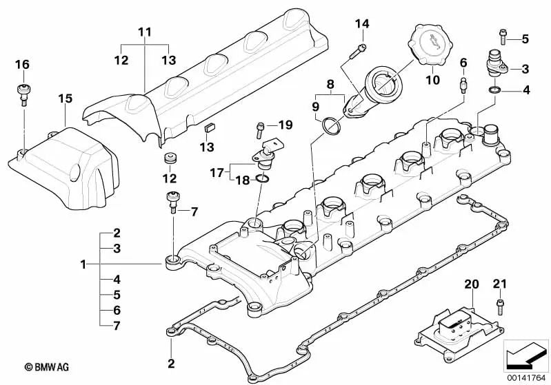 Zylinderabdeckung für BMW E60, E61N, E63, E64 (OEM 11127891023). Original BMW