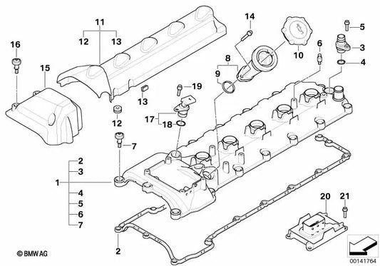 Zylinderabdeckung für BMW E60, E61N, E63, E64 (OEM 11127891023). Original BMW