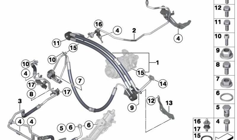 Tubería de Retorno Combinada para BMW X5 E70N, F15, X6 E71, F16 (OEM 32416852878). Original BMW.