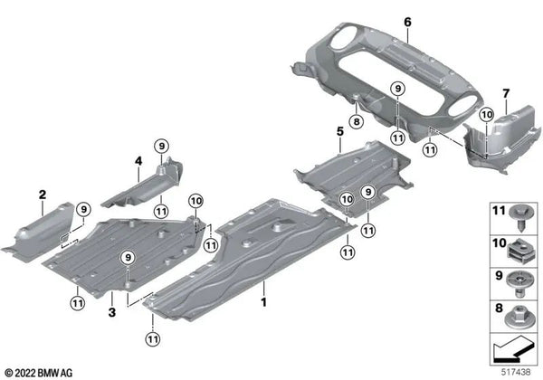 Difusor trasero para BMW G70 (OEM 51755A67A70). Original BMW