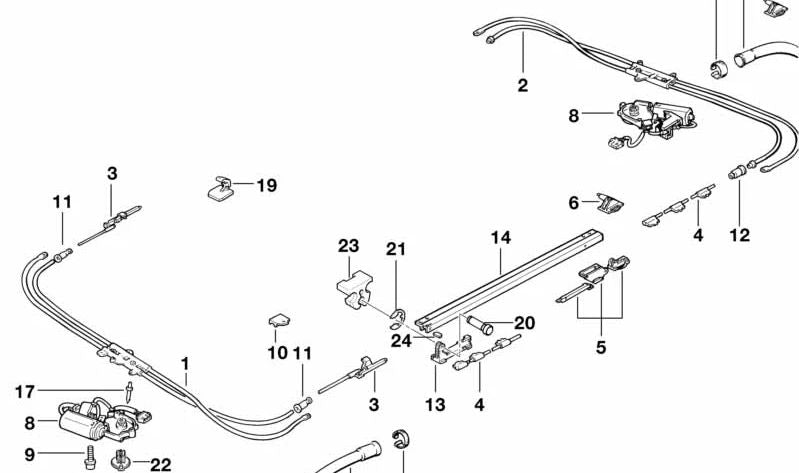 OEM Heckführerrohr 54128169820 für BMW E34. Original BMW.