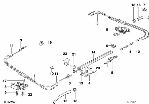 Pasamuros de Goma para BMW Serie 5 E34 (OEM 54128120913). Original BMW