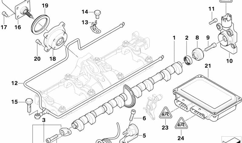 Sensor de posición del árbol de levas (Exzenterwellensensor) OEM 11377527017 para BMW E60, E61, E63, E64, E65, E66, E53, E70. Original BMW.