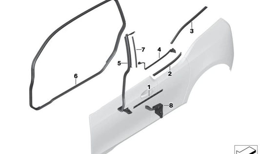 Sellado Cristal Lateral Trasero Izquierdo para BMW I01, I01N (OEM 51767301745). Original BMW