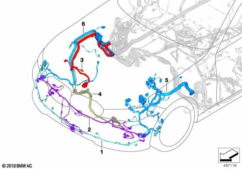 Front bumper wiring for BMW 3 Series G20, G21, G28 (OEM 61128717378). Original BMW
