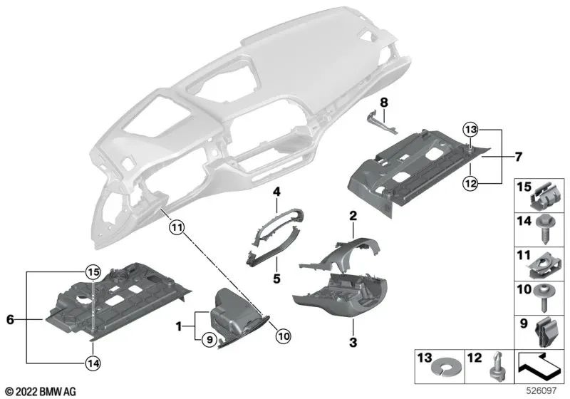 Self-locking sheet metal nut for BMW F30, F31, G20, G21, G28 4 Series F32, G22, G23, G26 (OEM 07147134265). Original BMW.