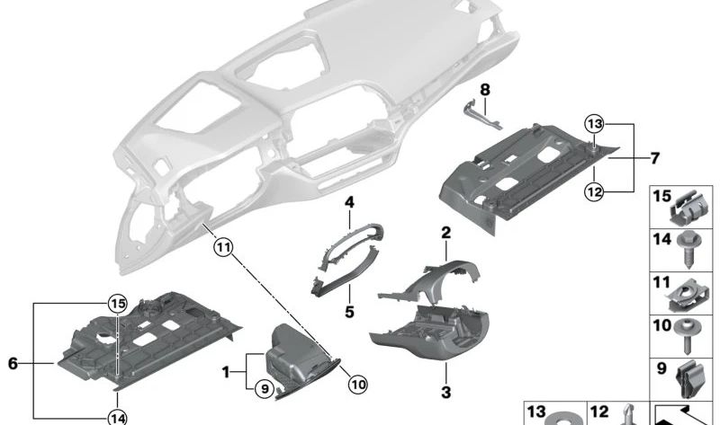 Revestimiento del Área de los Pies del Pasajero para BMW Serie 2 G42, G87, Serie 3 G20, G21, G28, G80, G81, Serie 4 G22, G23, G26, G82, G83 (OEM 51456998518). Original BMW