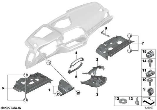 Revestimiento del compartimento de los pies del pasajero para BMW Serie 2 G42, Serie 3 G20, G20N, G21, G21N, Serie 4 G22, G23, G26 (OEM 51457939678). Original BMW.