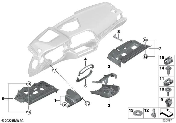 Compartimento plegable lado del conductor para BMW Serie 3 G20, G20N, G21, G21N, G28, Serie 4 G22, G23, G26 (OEM 51167943207). Original BMW.