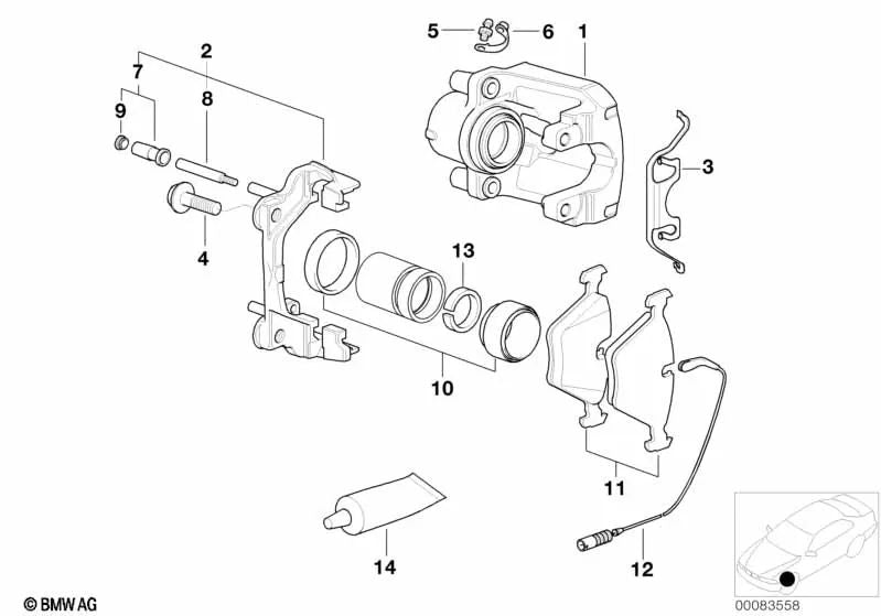 Reparador de pastillas de freno sin amianto para BMW Serie 5 E39 (OEM 34216761281). Original BMW.