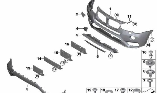 Revestimiento Parachoques imprimado delantero para BMW F25 (OEM 51117389903). Original BMW