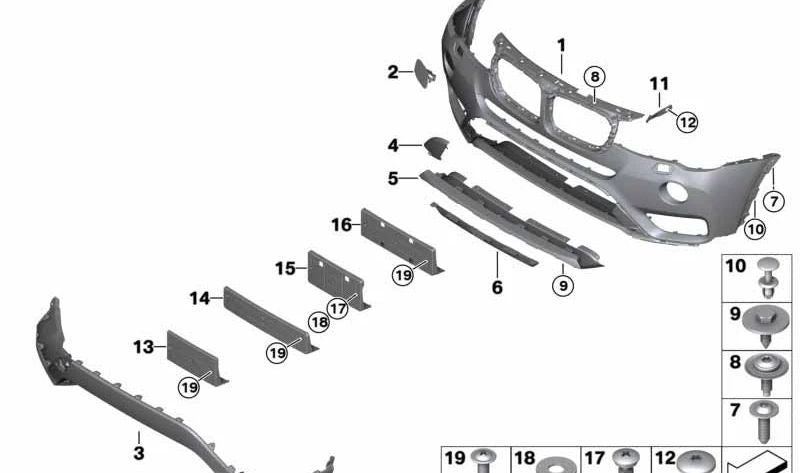 Juego de tapas cubreorificios imprimadas para BMW X3 F25 (OEM 51117389891). Original BMW