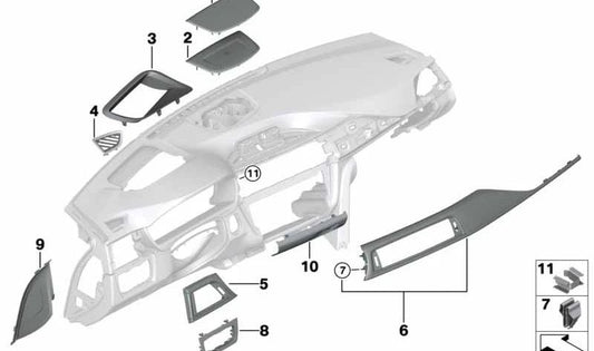 Stampo del cruscotto di carbonio per BMW F32, F33, F36. BMW originale.