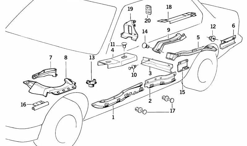 Pasamuros de goma maletero OEM 61131382064 para BMW E36, E32. Original BMW.