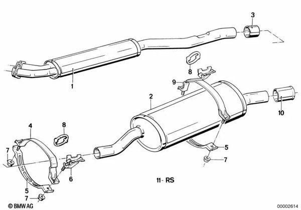 Silenciador para BMW Serie 3 E30 (OEM 18121177936). Original BMW.