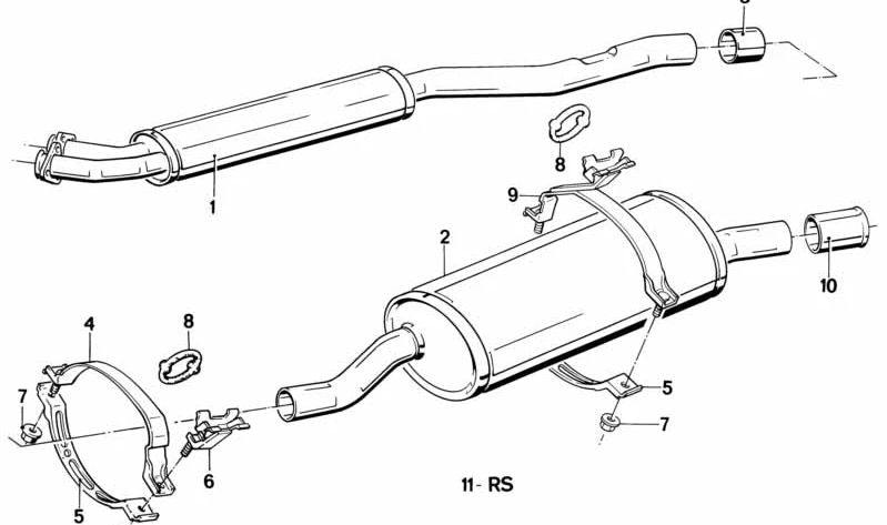 Silencioso delantero (Vorschalldämpfer) OEM 18101719277 para BMW E30. Original BMW.