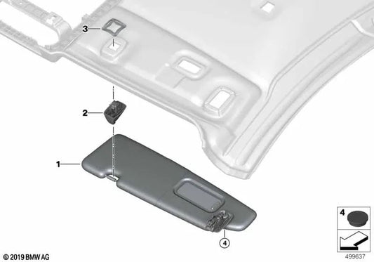 Right Sonnenblende for BMW F92, F93, G15, G16 (OEM 51168079800). Genuine BMW.