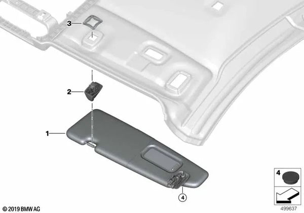 Sonnenblende derecha para BMW F92, F93, G15, G16 (OEM 51168079800). Original BMW.