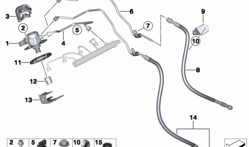 Manguera de Combustible para BMW F15, F16 (OEM 13538615273). Original BMW