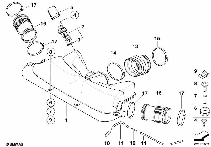 Faltenbalg für BMW E65, E66 (OEM 13717541069). Original BMW.