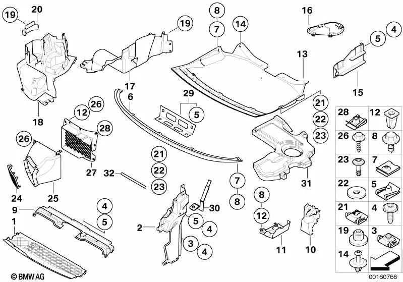 Guía de aire delantera derecha para BMW Serie 7 E65, E66 (OEM 51717139392). Original BMW