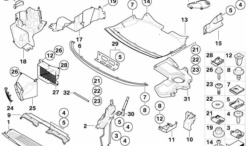 Cubierta superior del radiador OEM 51717012045 para BMW E65, E66. Original BMW.