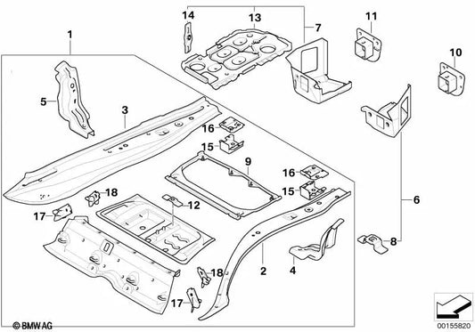 Soporte módulo trasero parte inferior derecha para BMW Serie 3 E93, E93N (OEM 41127179574). Original BMW.