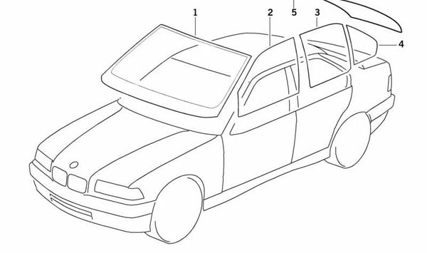 Luneta trasera verde con antena para BMW Serie 3 E36 (OEM 51318173662). Original BMW