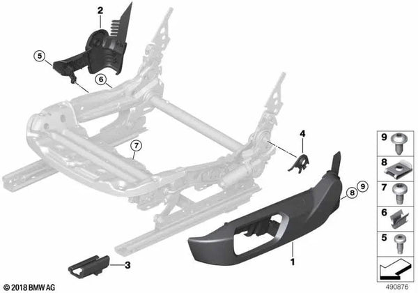 Tapa del asiento exterior izquierda para BMW I15 (OEM 52107938509). Original BMW