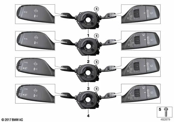 Centro de control en la columna de dirección para BMW F20N, F21N, F31N (OEM 61315A32CD7). Original BMW