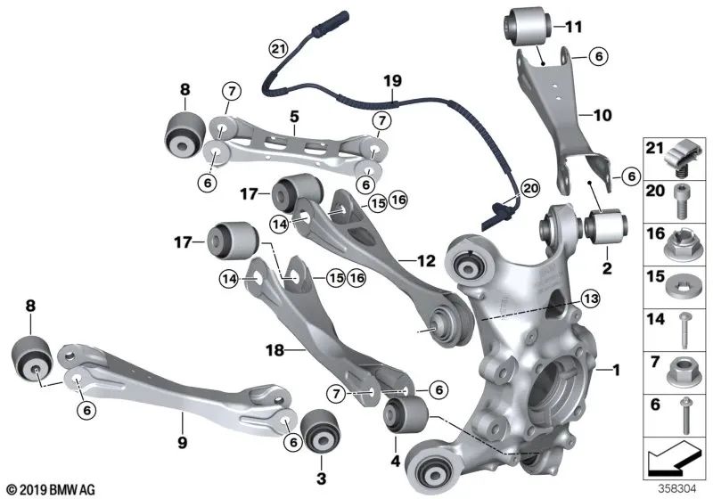 Portarruedas trasero izquierdo para BMW I01, I01N (OEM 33326852161). Original BMW