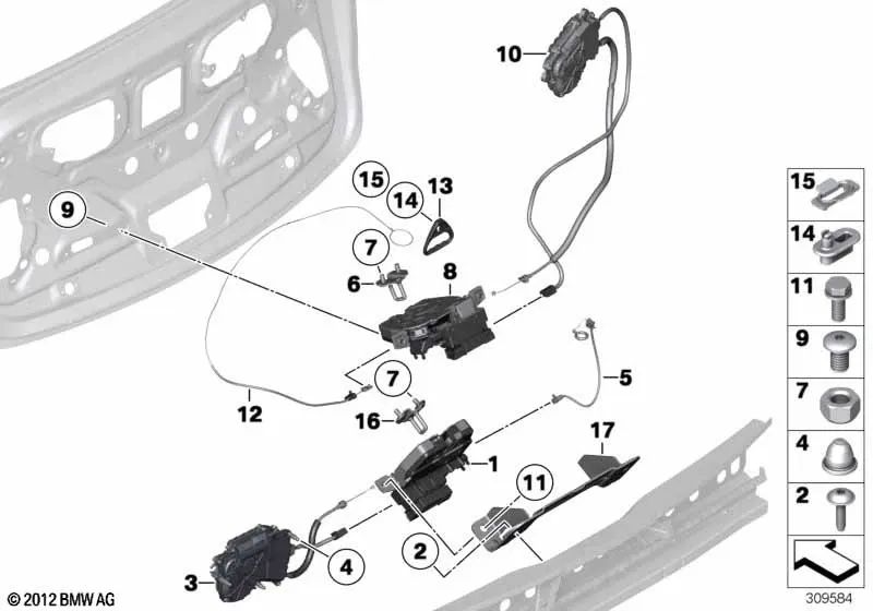 Latch for BMW 5 Series F07, F07N (OEM 51247271408). Original BMW