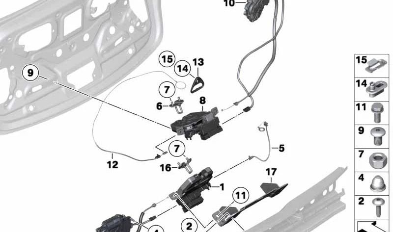 Lower Trunk Servo Lock Motor for BMW 5 Series F07, F07N (OEM 51247330648). Original BMW