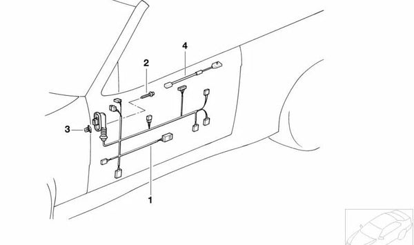 Cableado OEM 61128367529 para la puerta del copiloto {BMW E36}. Original BMW.