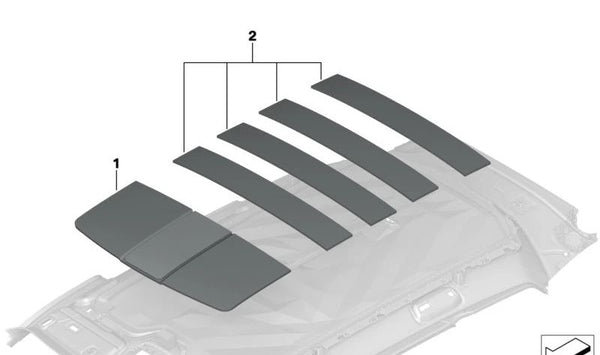 Aislamiento acústico del techo para BMW X5 F95, G05, X6 F96, G06, XM G09 (OEM 51489458341). Original BMW