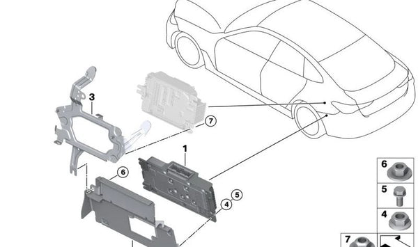 Sistema de sonido Amplificador (Booster) OEM 65125A4CBC7 para BMW G26, G26 Gran Coupé, i4 (I20). Original BMW.