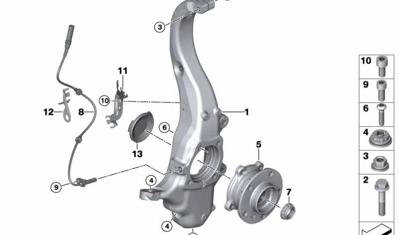 Maza con rodamiento delantero para BMW X5 y X6. Modelos: E70, F15, E71, E72, F16.  . Original BMW