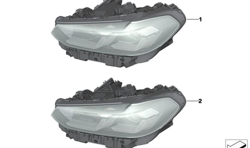 Faróis de laser direito OEM 63115A0E614 para BMW G01, G08, F97, G02, F98. BMW original.