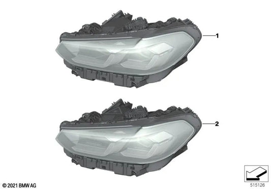 Left AHL LED headlight for BMW F30, F80, E46 (OEM 63115A0E603). Genuine BMW