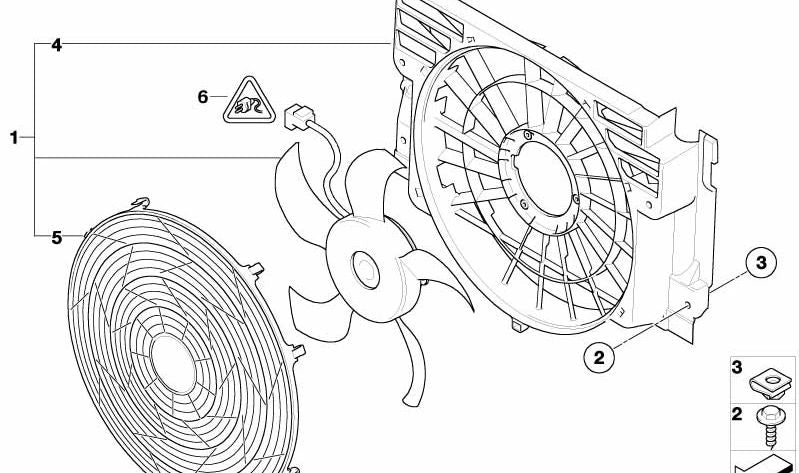 Ventilador con soporte OEM 64546921382 para BMW X5 (E53). Original BMW.