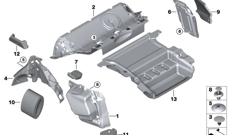 Acoustic isolation of the left shock absorber support OEM 51487410879 for BMW G01, G08, F97, G02, F98. Original BMW.