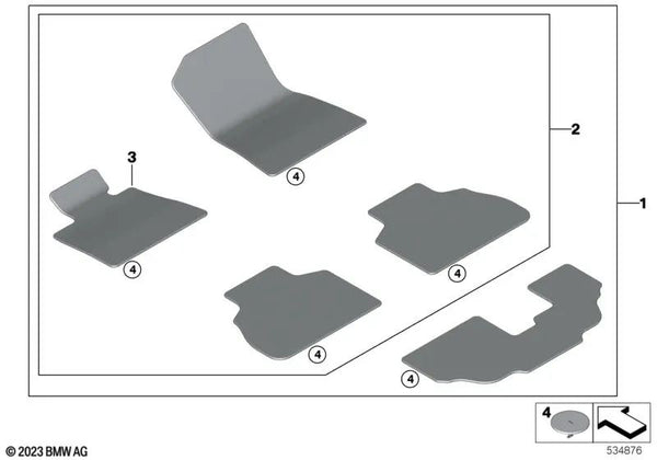 Juego de Alfombrillas para BMW G07, G07N (OEM 51475A40B24). Original BMW