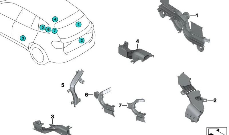 Conducto de cables bisagra portón trasero derecho para BMW X3 F97, G01 (OEM 61136802118). Original BMW.