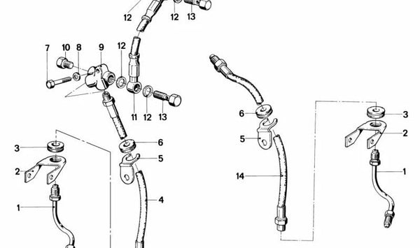 Latiguillo de freno delantero izquierdo OEM 34321238257 para BMW E30, E36, E46, E83, Z3, Z4. Original BMW