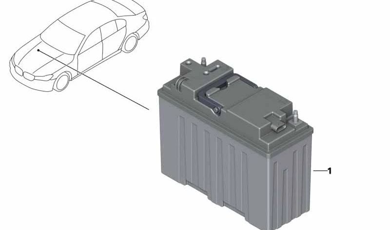 Lithium Battery 12V Dual OEM 61215A4AF23 pour BMW E21, E30, G20, G21, G28, G22, G23, G26, E12, E28, E34, G30, G31, E24, G32, E23, E32, G11, G12, E31, G14, G15, G16 G G05, G06, G07, G29. BMW d'origine.