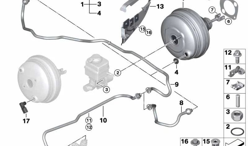 OEM Vacuum Tube 11667575774 For BMW E82, E88, E90, E91, E92, E93, F07, F10, F11, F06, F12, F13, F01, F02, E84, E70, F15, E71, F16. Original BMW.