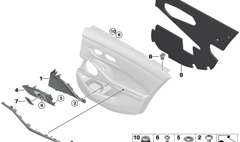 Abrepuertas trasero izquierdo para BMW Serie 3 G20, G21, G28, G80, G81 (OEM 51427945687). Original BMW