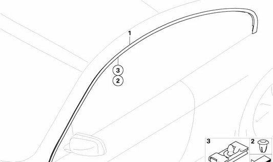 Roof frame moulding right for BMW E63 (OEM 51767008584). Original BMW