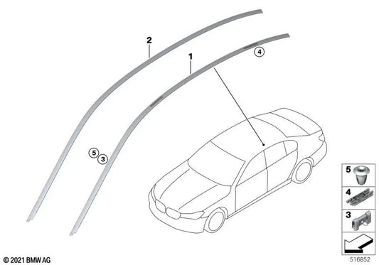 Moldura de techo izquierda imprimada para BMW G11, G11N (OEM 51137410311). Original BMW