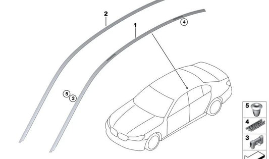 Moldura de techo derecha (imprimada) OEM 51137410312 para BMW G11, G12. Original BMW